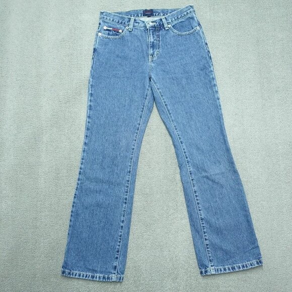 Tommy Hilfiger Jeans Women Size 5 Blue 100% Cotton Button 5 Pockets Straight Leg - Picture 1 of 9